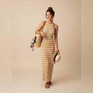 Solid + Striped Maxi Dress